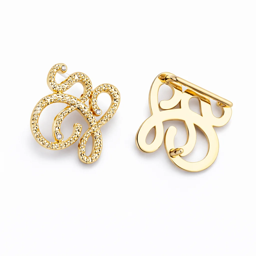 Gold Textured Buckle With Embedded Stones