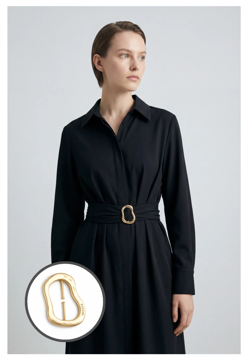 Organic Shape Gold Belt Buckle