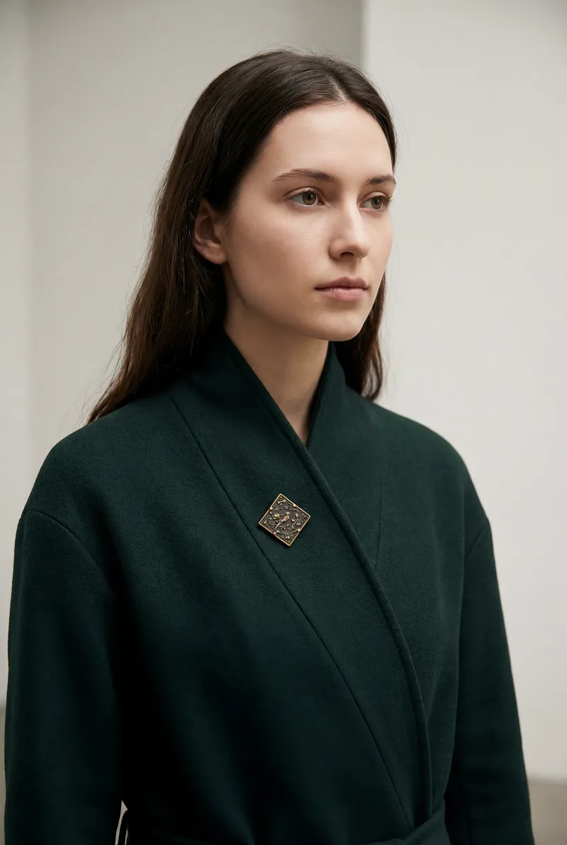 Vintage brooch on coat